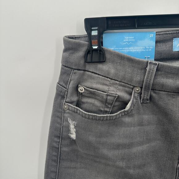 7 FOR ALL MANKIND NWT B(air) Skinny Distressed Jeans in Chrysler Grey // 27 - Picture 3 of 9